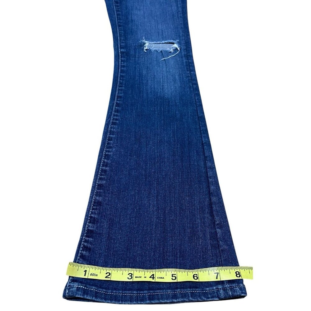 Anthropologie Pilcro Stet Size 27 Slim Bootcut Distress Jeans Blue Stretch - Picture 9 of 12